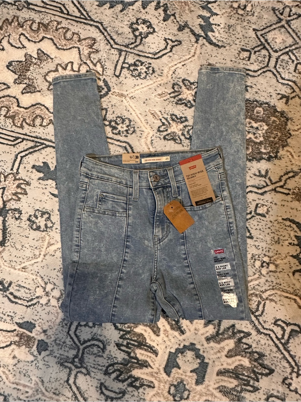 Levi's Women's Acid Wash Sky-Blue High-Rise Skinny Jeans